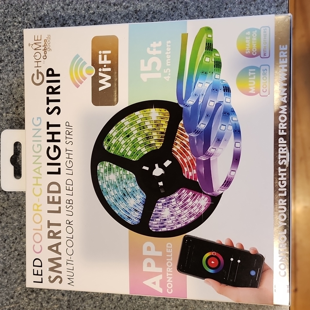 Gabba Goods 15' led light strip multi color USB led light strip wifi app control